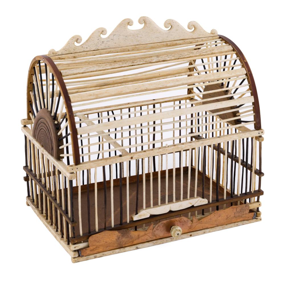 WHALEBONE-EMBELLISHED BIRDCAGE 19TH