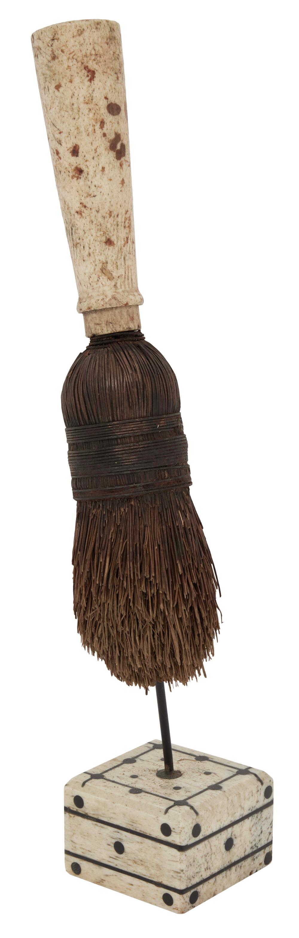 WHALEBONE-HANDLED HEARTH BRUSH WITH