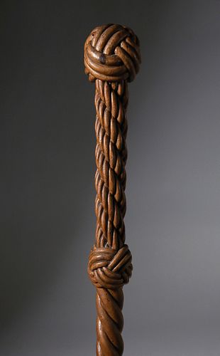 WHALEMAN CARVED WOOD ROPE WALKING
