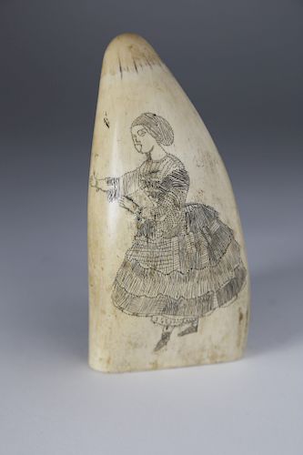 WHALEMAN SCRIMSHAW SPERM WHALE