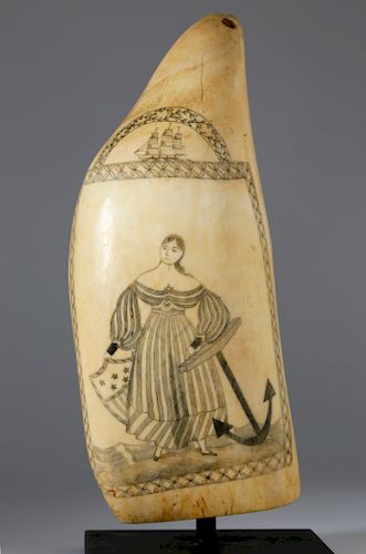 WHALER SCRIMSHAW SPERM WHALE TOOTH,