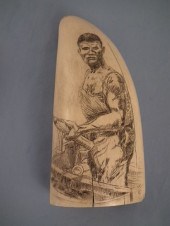 WHALER SCRIMSHAW TOOTHLarge wh