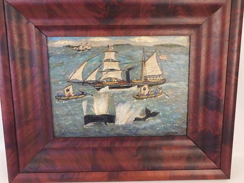 WHALING IN SOUTH SEAS PAINTING BY