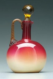 Wheeling peachblow decanter, g