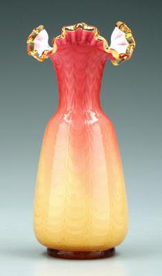 Wheeling peachblow drape vase,
