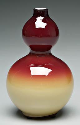 Wheeling peachblow vase, double