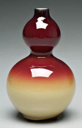 Wheeling peachblow vase, doubl