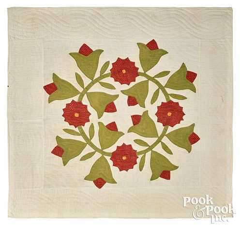WHIG ROSE CRIB QUILT, LATE 19TH