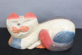 WHIMSICAL CARVED WOODEN CAT, R