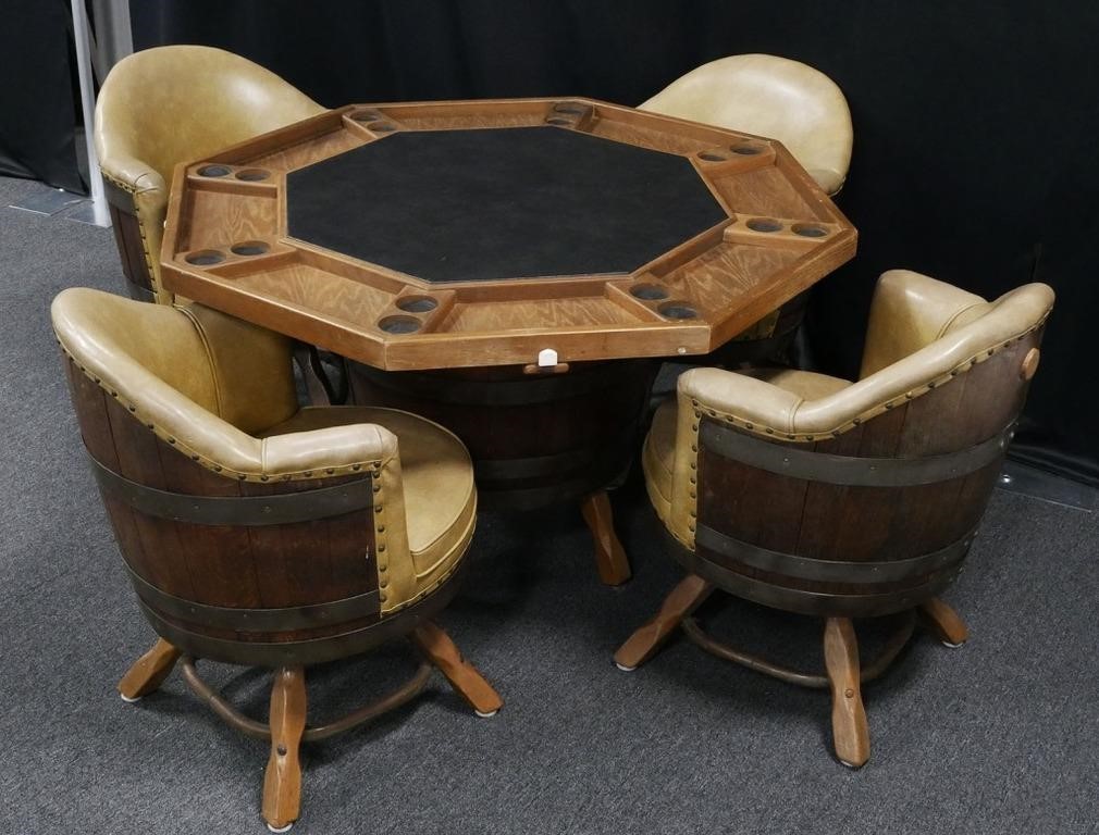 WHISKEY BARREL CARD TABLE W