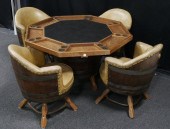WHISKEY BARREL CARD TABLE W SW