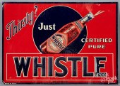 WHISTLE EMBOSSED TIN ADVERTISI