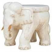 WHITE CARVED WOOD ELEPHANT STO