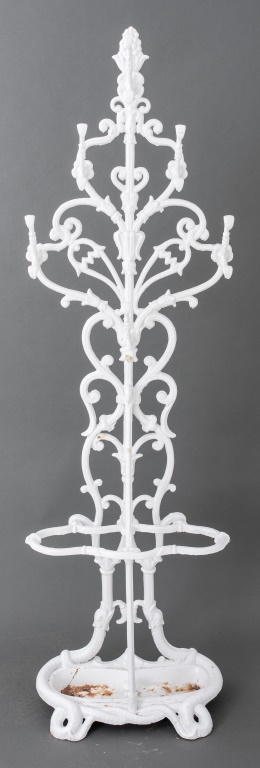 WHITE CAST IRON COAT RACK &