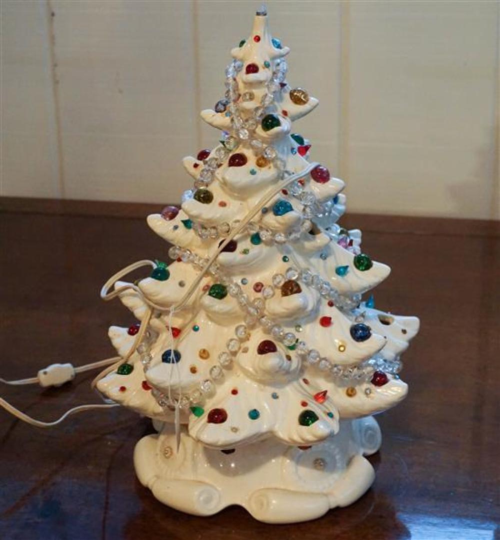WHITE CERAMIC AND JEWELED CHRISTMAS
