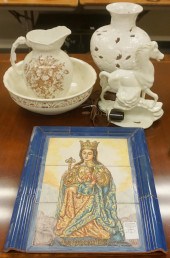 WHITE CERAMIC VASE, TWO PIECE