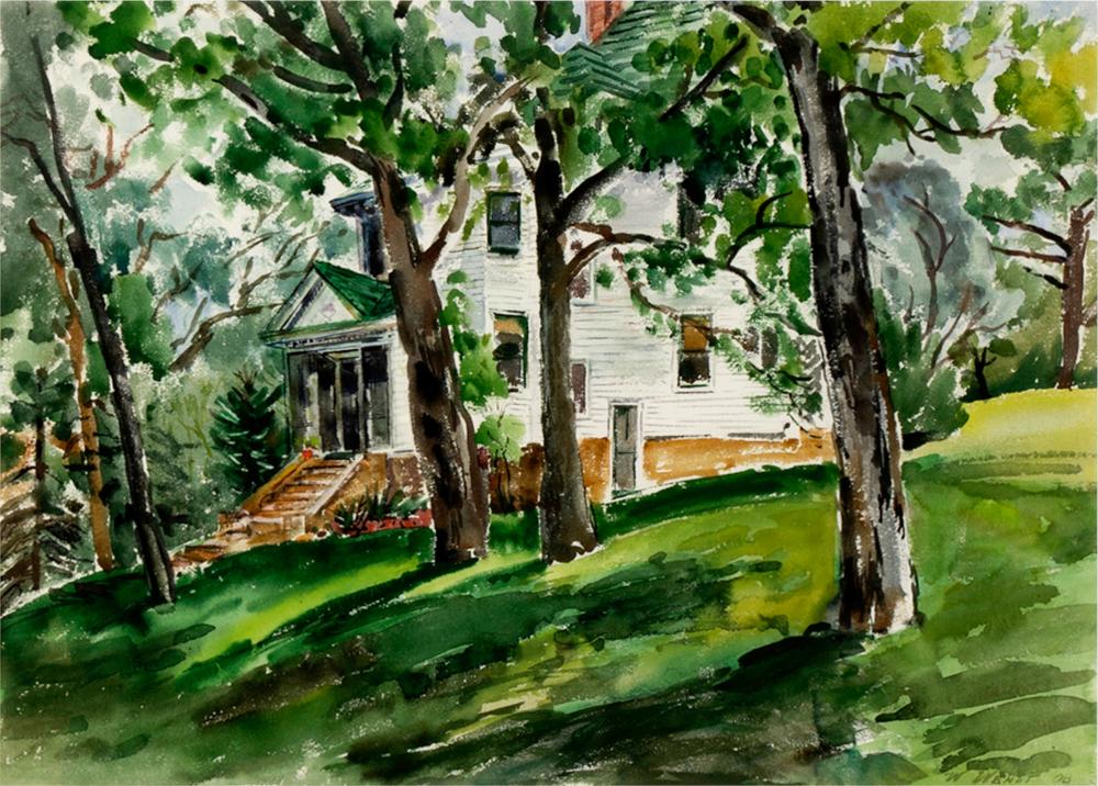 WHITE COTTAGE1908; watercolor on