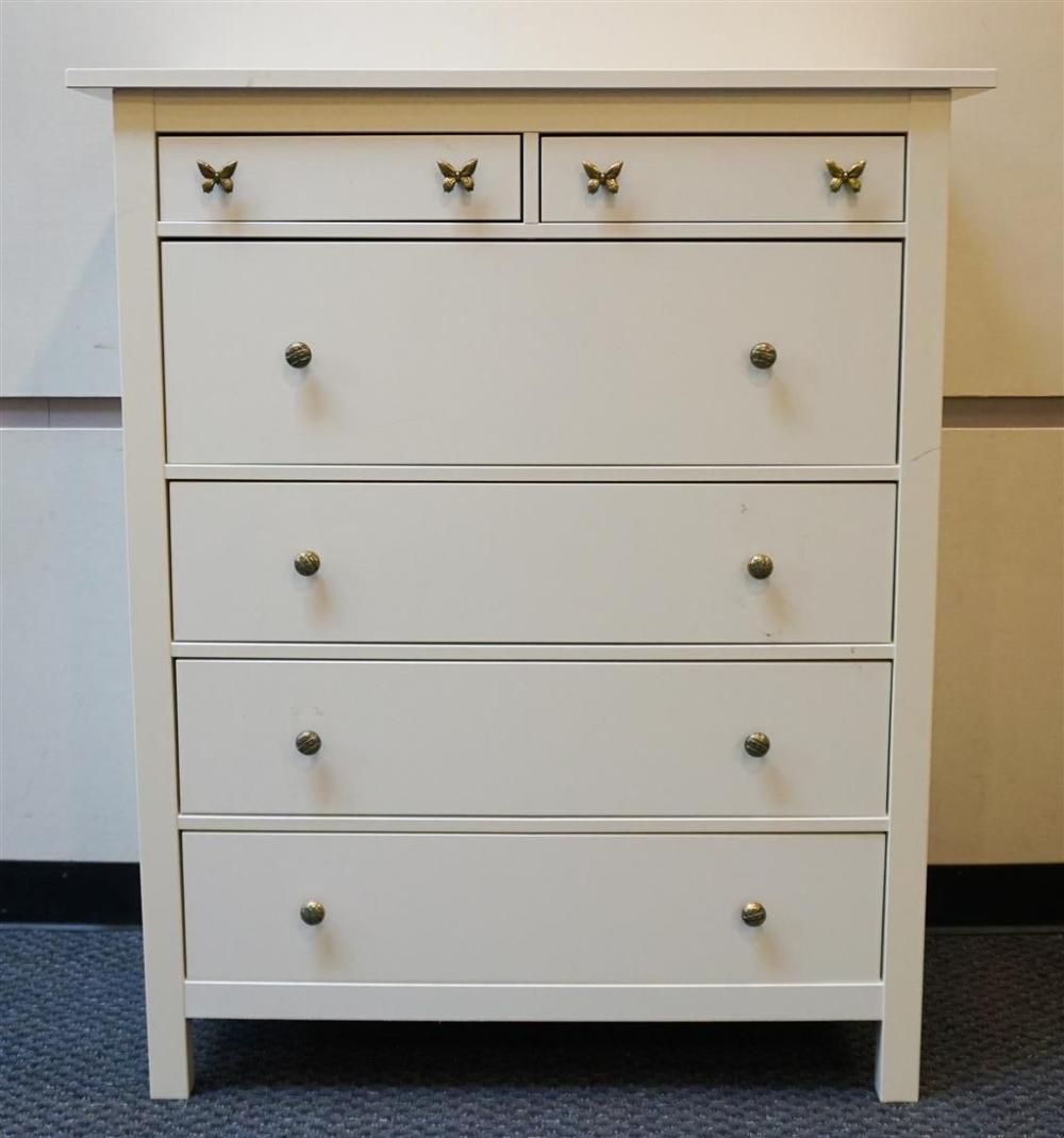 WHITE ENAMEL CHEST OF DRAWERS, H: