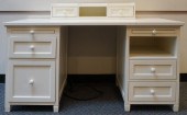 WHITE ENAMEL DESK, FOUR WHITE