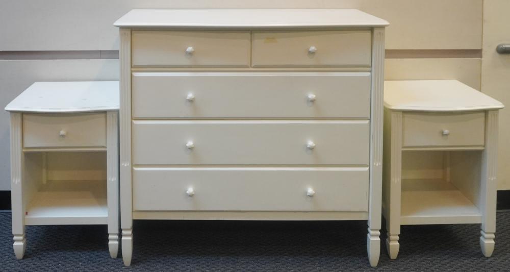 WHITE ENAMELED CHEST, PAIR