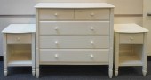 WHITE ENAMELED CHEST, PAIR NIG