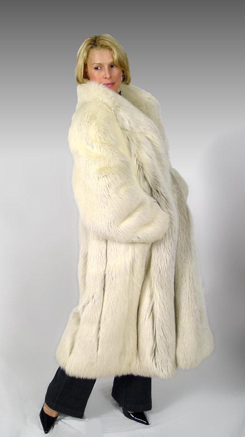 WHITE FOX FULL LENGTH COAT: