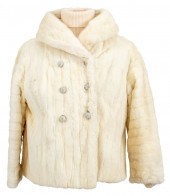 WHITE FOX FUR DOUBLE BREASTED