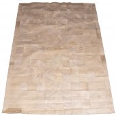 WHITE GEOMETRIC COWHIDE RUG, 1