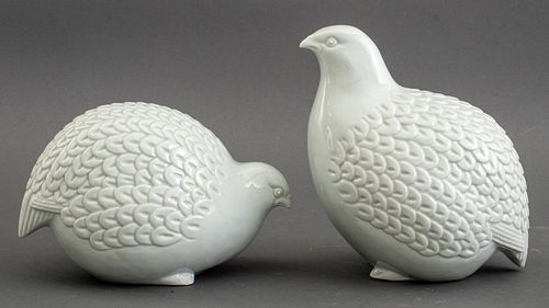 WHITE GLAZED CERAMIC GROUSE