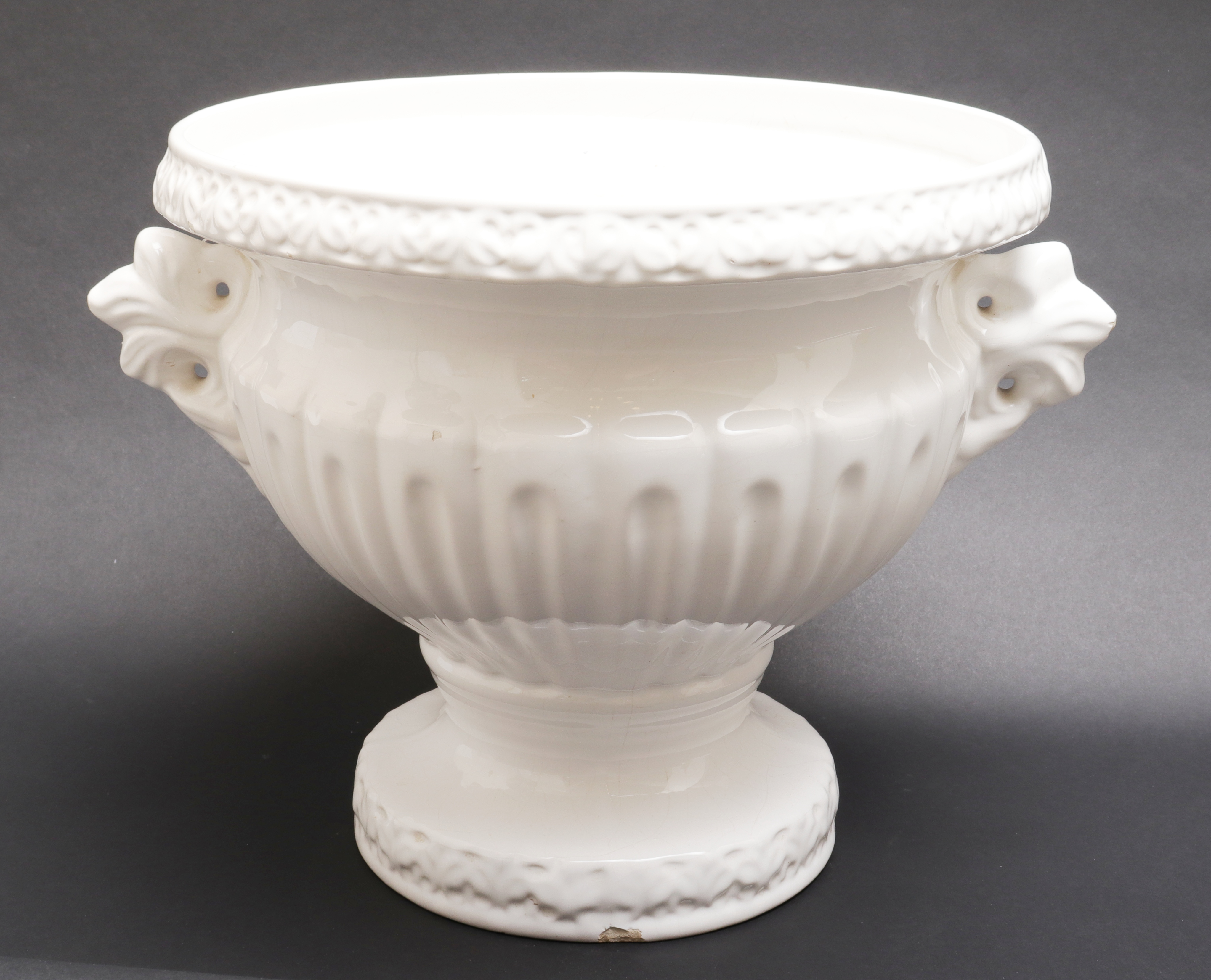 WHITE GLAZED CERAMIC URN FORM