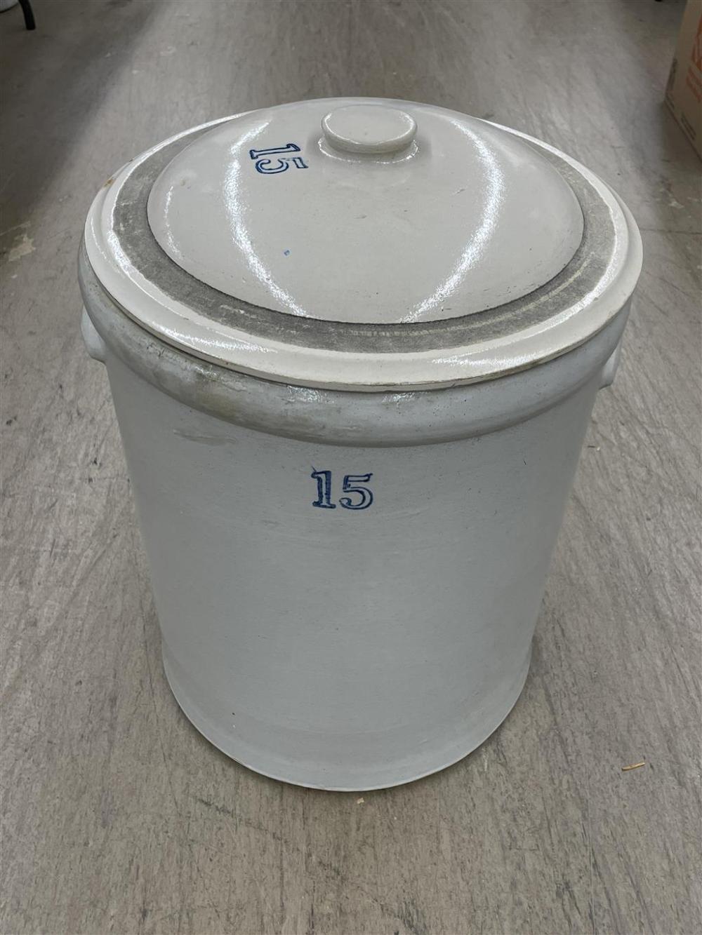 WHITE GLAZED EARTHENWARE LIDDED