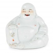 WHITE-GLAZED SEATED LAUGHING B