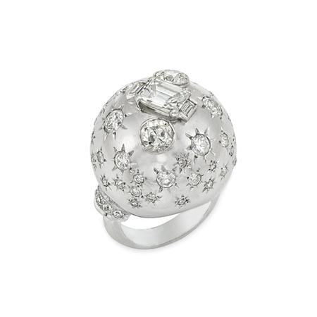 White Gold and Diamond Dome Ring