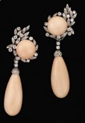 White gold, coral and diamond