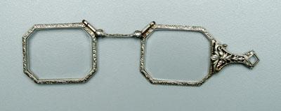 White gold lorgnette, embossed