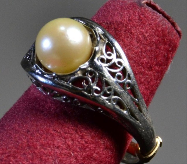 WHITE GOLD & PEARL FILIGREE