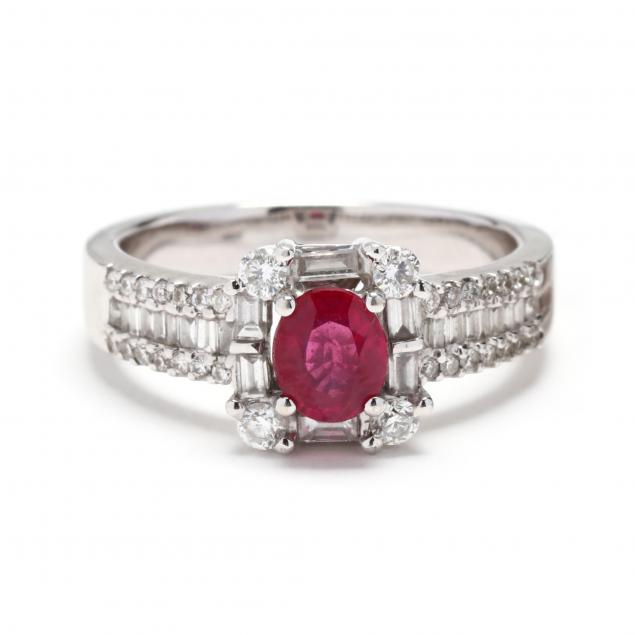 WHITE GOLD, RUBY, AND DIAMOND