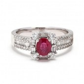 WHITE GOLD, RUBY, AND DIAMOND