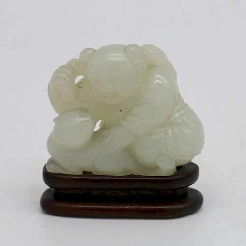 WHITE JADE BOY AND CAT GROUP,