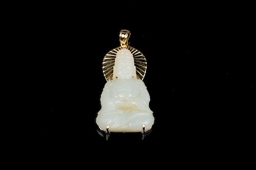 WHITE JADE BUDDHA PENDANT,