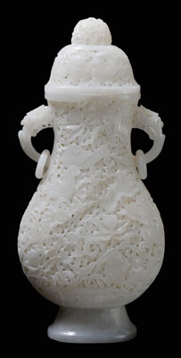 White Jade Hu-Form Lidded Vase Qing