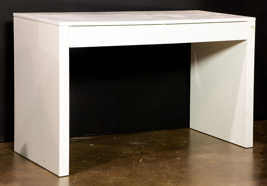 WHITE LACQUERED DESK, 29"H X 48"W X