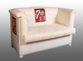 WHITE LEATHER 7UP LOVE SEAT: E