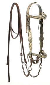 WHITE LEATHER BRIDLE NICKEL ST