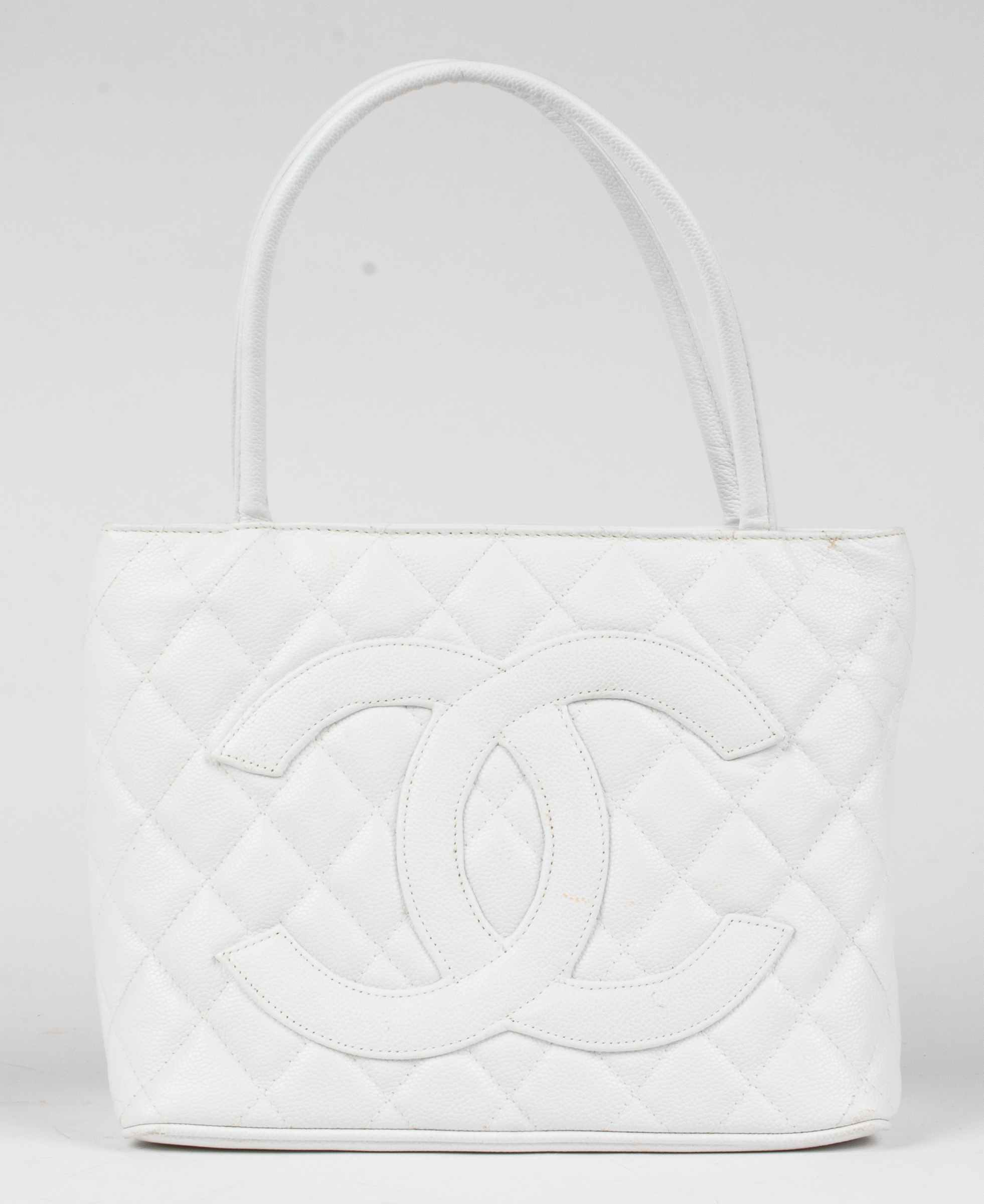 WHITE LEATHER TOTE HANDBAG White