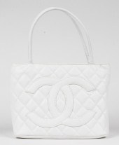 WHITE LEATHER TOTE HANDBAG Whi
