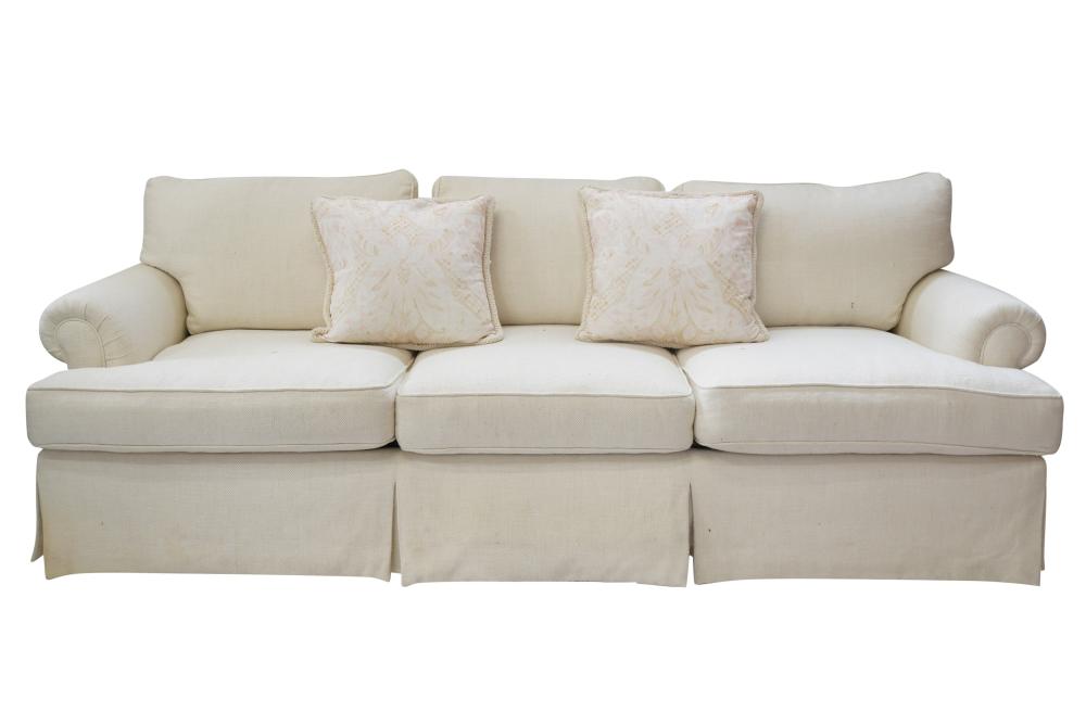 WHITE LINEN-UPHOLSTERED SOFAWhite