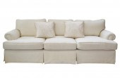 WHITE LINEN-UPHOLSTERED SOFAWh