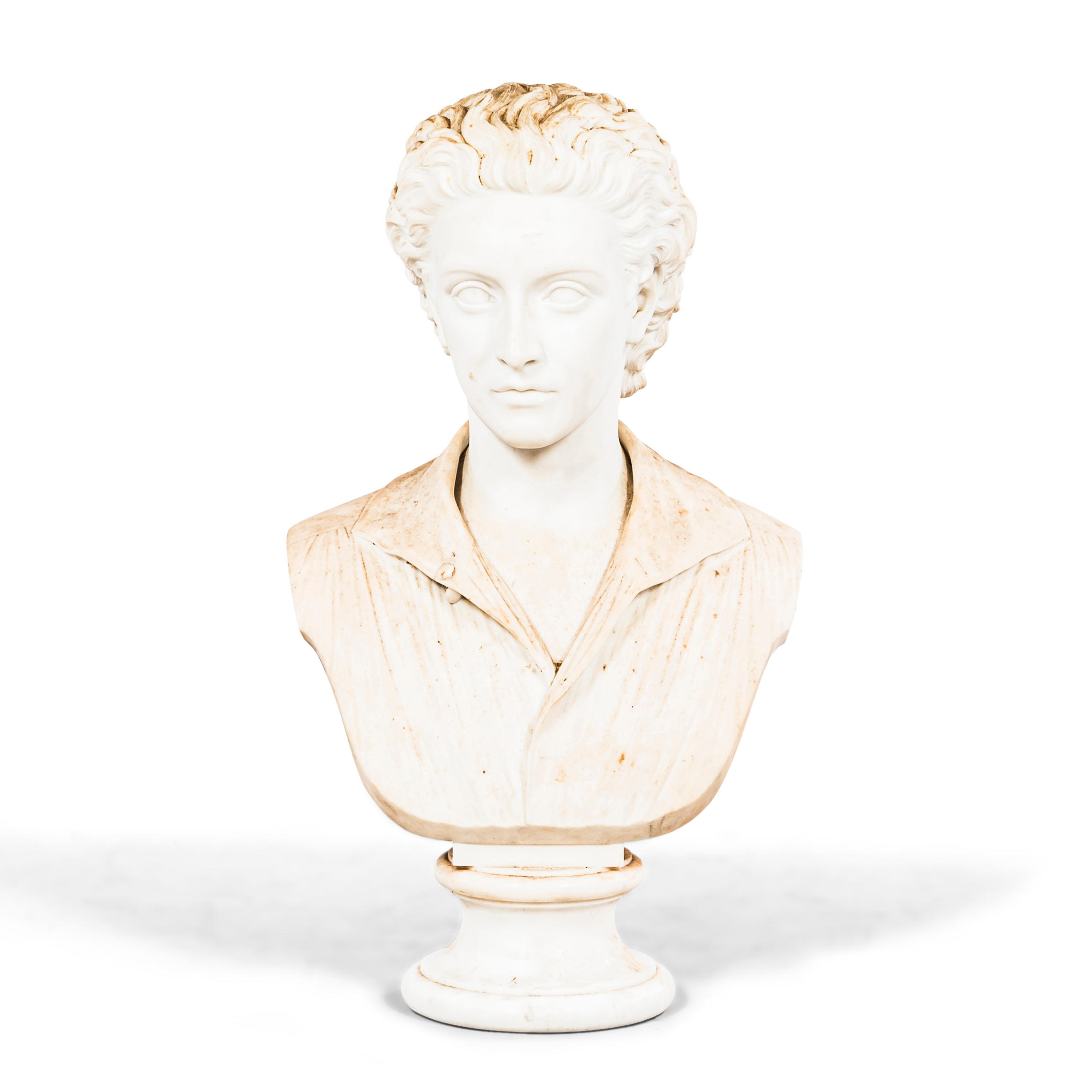 WHITE MARBLE BUST OF A STATESMAN,