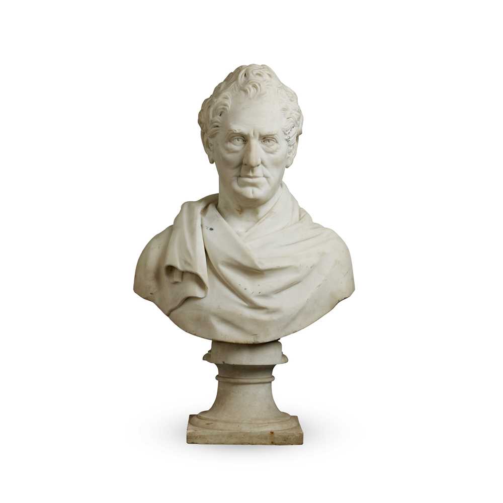 WHITE MARBLE BUST OF A GENTLEMAN,